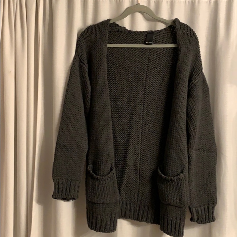 Grey cardigan sweater
